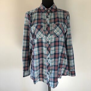 Women’s Wind River Blue Pink Plaid Button-Up Shirt top size S